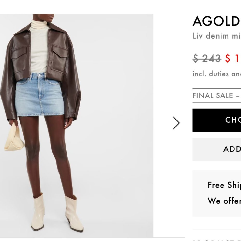 Agolde Liv Mini Denim Skirt  - Light Blue Wash
